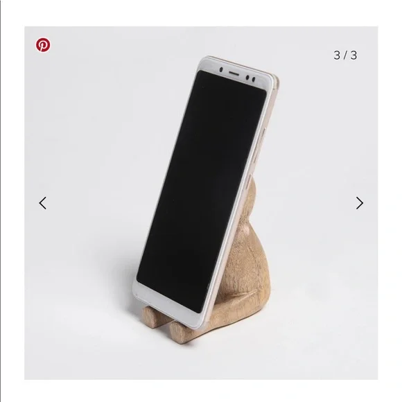 Desktop Cell Phone Holder - Mango Wood Rabbit - Picture 3 of 3
